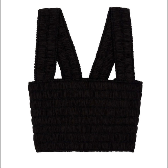 NWOT A.L.C. Cielo Smocked Racerback Cropped Tank Top in Black Size 4 - Picture 7 of 15